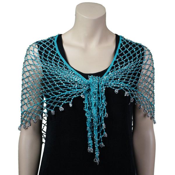 wholesale 027 - Shanghai Beaded Triangle Teal w/ Silver Beads* - 