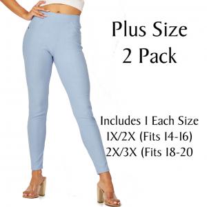 Denim Leggings - Ankle Length w/ Back Pockets J04 Light Denim Blue Plus 2 Pack Denim Leggings - Ankle Length J04 
 - 1 (Fits 14-16) 1 (Fits 18-20)