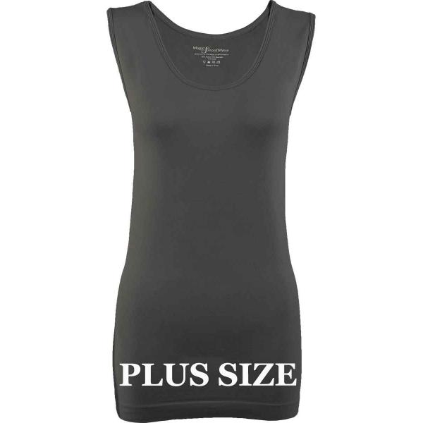 Wholesale 2441  - Magic Tummy Control SmoothWear Capris  Grey/Charcoal Plus - Slimming Plus Size Fits (L-2X) 