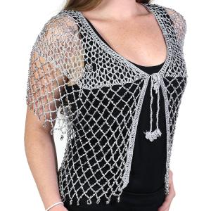 2844 - Shanghai Beaded Fishnet Vest #518 Silver w/ Silver Beads - 