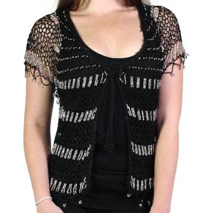 2844 - Shanghai Beaded Fishnet Vest #519 Black w/ Silver Beads - 