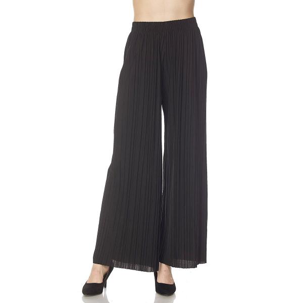 902G - Georgette Pleated Pants Ankle Length - Black (MB) - 