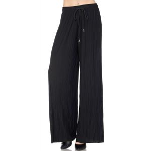 902G - Georgette Pleated Pants Ankle Length - Black w/ Drawstring (MB) - Plus Size (XL-2X)