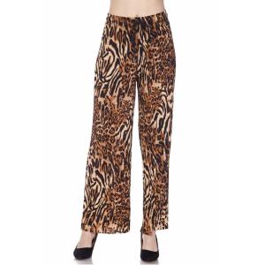 902G - Georgette Pleated Pants Ankle Length - #09 Animal Print w/ Drawstring MB - One Size Fits All