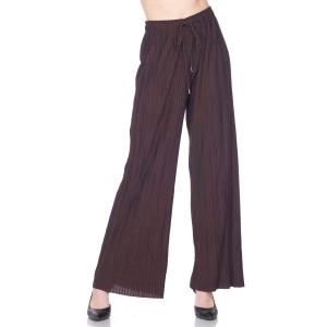 902G - Georgette Pleated Pants Ankle Length - Brown w/ Drawstring MB - One Size Fits All