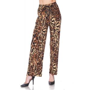 902G - Georgette Pleated Pants A24 LEOPARD SWIRL Wide Leg Georgette Pants - Large