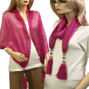 2904 - Metallic Jewelry Scarves Fishnet - Magenta (#12) - 