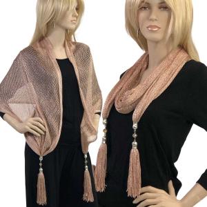 2904 - Metallic Jewelry Scarves Fishnet - Taupe (#18) - 