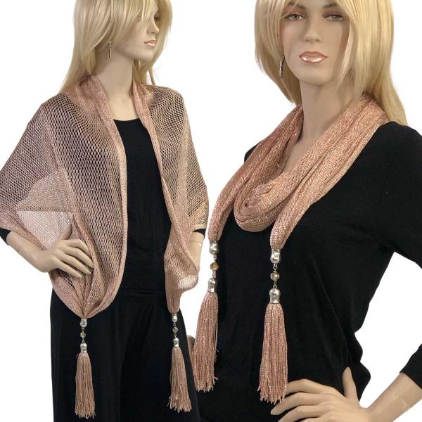 wholesale 2904 - Metallic Jewelry Scarves Fishnet - Taupe (#18) - 