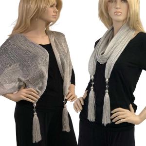 2904 - Metallic Jewelry Scarves Mesh - Silver Oblong Scarves - Metallic w/ Jewelry MFNJ - 