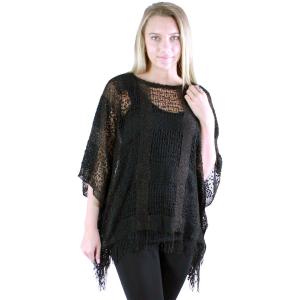 8392 - Crochet Poncho  Black - 