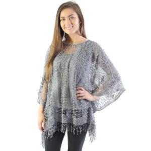 8392 - Crochet Poncho  Grey - 