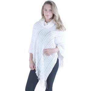 9153 - Deco Sequined Knit Poncho Ivory - 