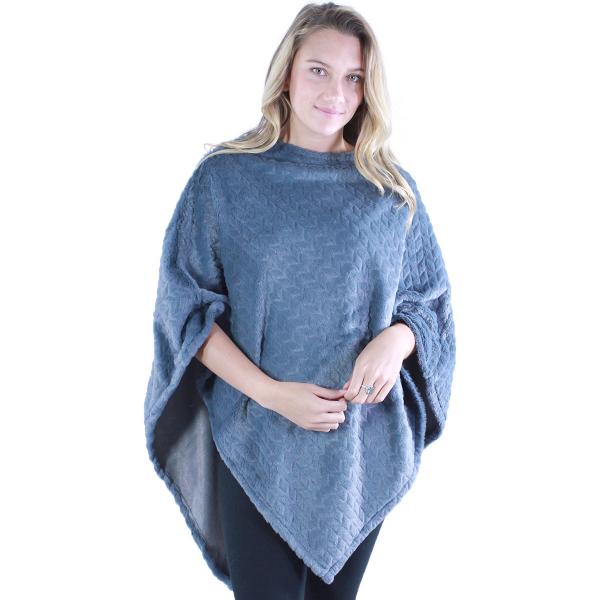 wholesale C Poncho - Faux Fur Texture 9157 Grey Textured Faux Fur Poncho 9157 - 