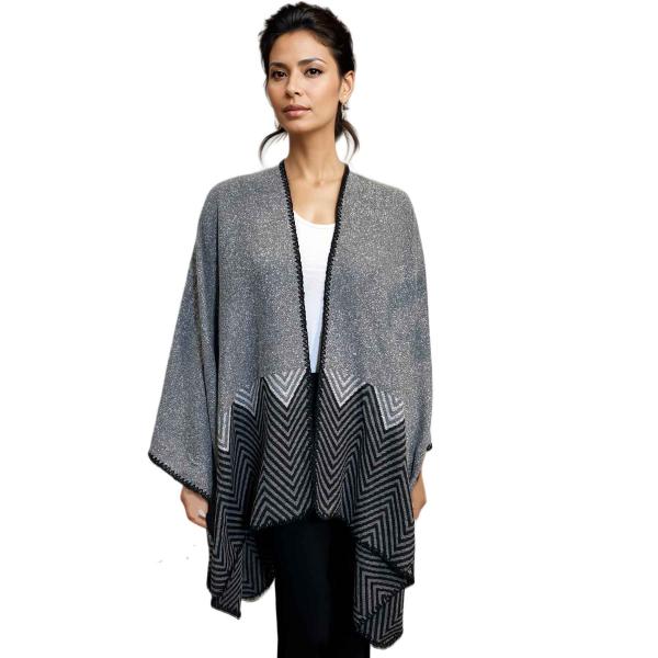 2965 - Ruana Printed Capes 9784 CHEVRON GREY<br> Ruana Cape - One Size Fits All