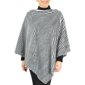 Winter Ponchos - Faux Fur Designs 2970 Faux Fur Herringbone 9500 - Black-White - 