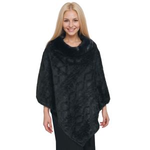 Wholesale Winter Ponchos - Faux Fur Designs 2970 5113/Black 
Textured Fur Poncho - One Size Fits All