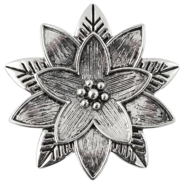 Wholesale 2997 - Artful Design Magnetic Brooches 542 - Silver Flower Design  - 1.75