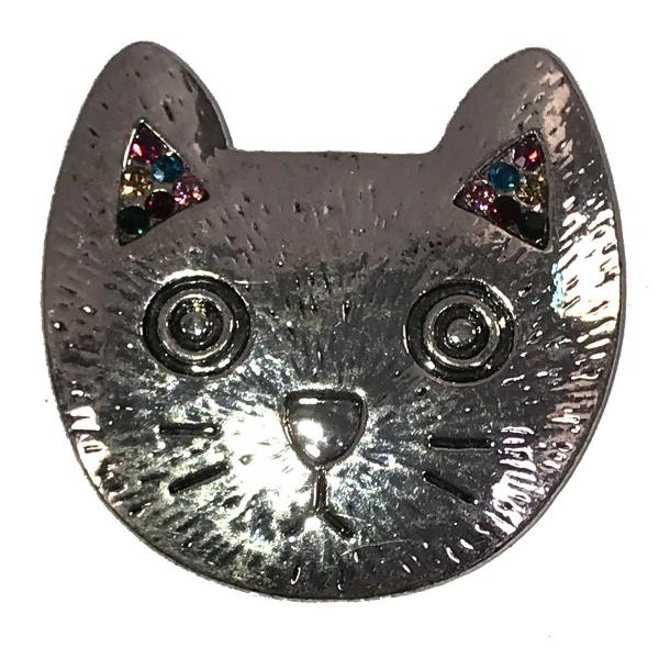 Wholesale 2997 - Artful Design Magnetic Brooches 546 Silver Cat Face Design - 1.75
