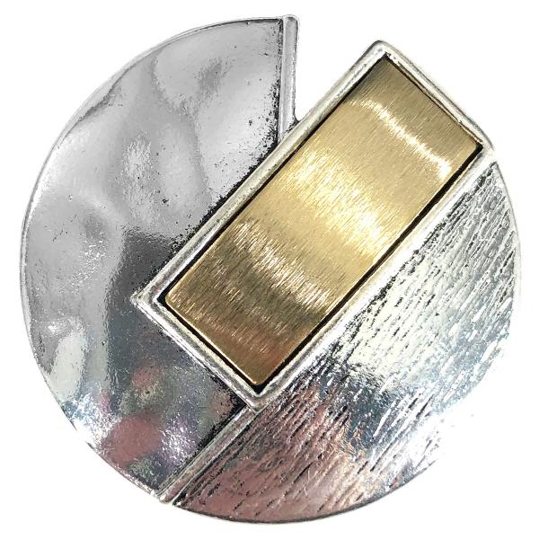Wholesale 2997 - Artful Design Magnetic Brooches 569 Silver-Gold Abstract Circle
 - 1.625