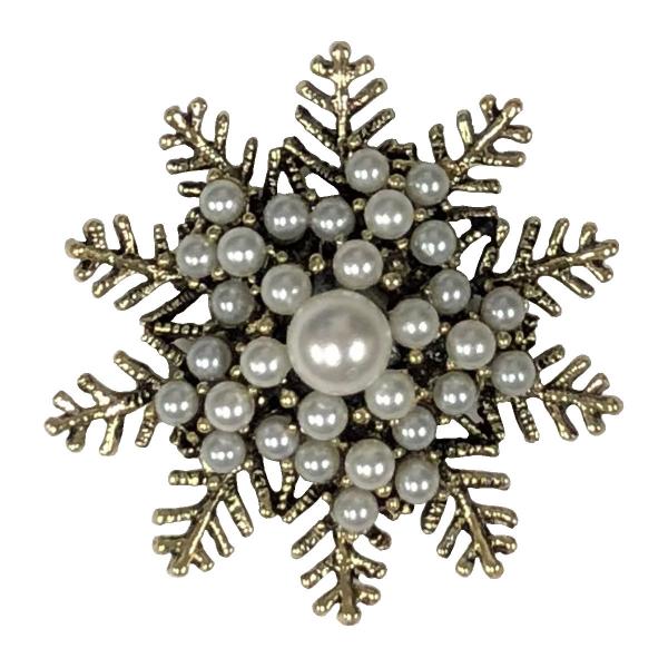 Wholesale 2997 - Artful Design Magnetic Brooches 578BP <br> Bronze-Pearl Snowflake<br>Magnetic Brooch MB - 