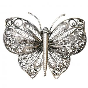 2997 - Artful Design Magnetic Brooches 017 Silver Filigree Butterfly - 2