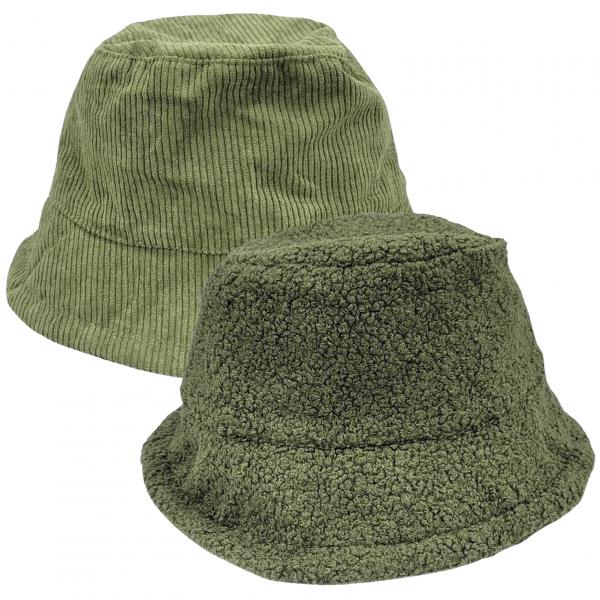 wholesale 2999 - Fall and Winter Brimmed Hats and Caps 1095 - Olive<br>
Reversible Bucket Hat - One Size Fits Most