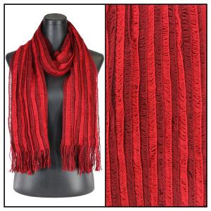 3010 - Winter Oblong Scarves Knitted Stripes 1120 - Red - 