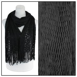 3010 - Winter Oblong Scarves Two Way Knit Tube with Fishnet - Black - 