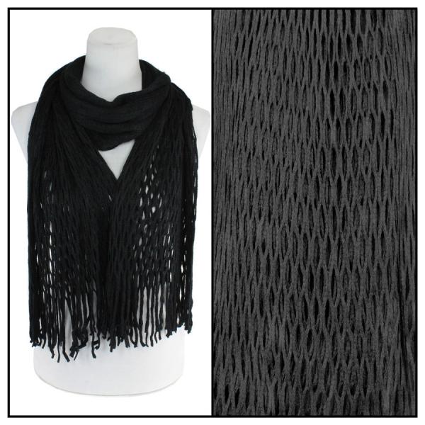 wholesale 3010 - Winter Oblong Scarves Two Way Knit Tube with Fishnet - Black - 