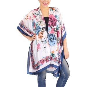 9286 & 9287 Flower Print Satin Kimonos 9287 Navy - 