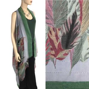 9271 - Feather Print Sequined Vests Green - 