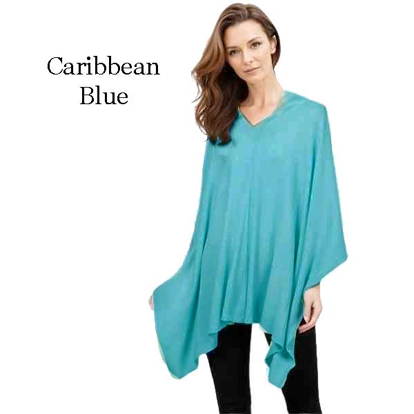 Wholesale 8672 - Cashmere Feel Ponchos  Caribbean Blue - One Size Fits Most