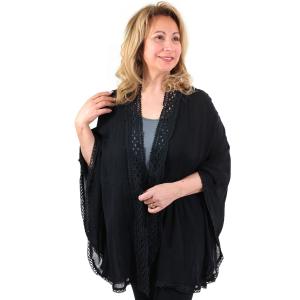 9621 - Crochet Border Kimono 9621 - Black<br>
Crochet Border Kimono
 - 