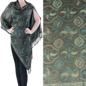 3109 - Pashmina Style Button Shawls (Prints) Paisley Medallion #12  - 