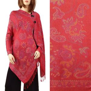 3109 - Pashmina Style Button Shawls (Prints) Paisley - Red #56 MB - 