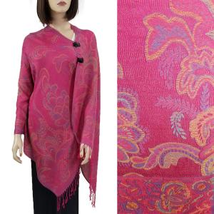 3109 - Pashmina Style Button Shawls (Prints) Paisley Floral - Magenta #57 MB - 