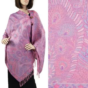 3109 - Pashmina Style Button Shawls (Prints) Feathers - Pink #61 MB - 