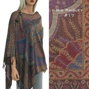 3109 - Pashmina Style Button Shawls (Prints) BP17 - Big Paisley  - 