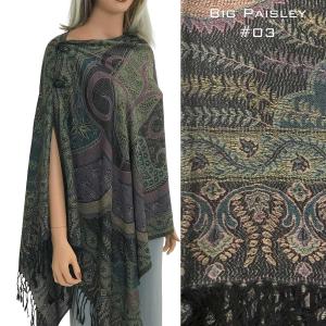 3109 - Pashmina Style Button Shawls (Prints) BIG PAISLEY #003 Pashmina Style Shawl with Buttons - 