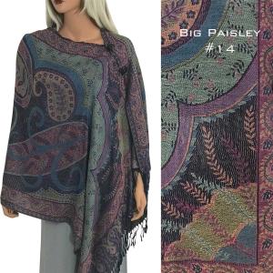 3109 - Pashmina Style Button Shawls (Prints) BIG PAISLEY #014 Pashmina Style Shawl with Buttons - 