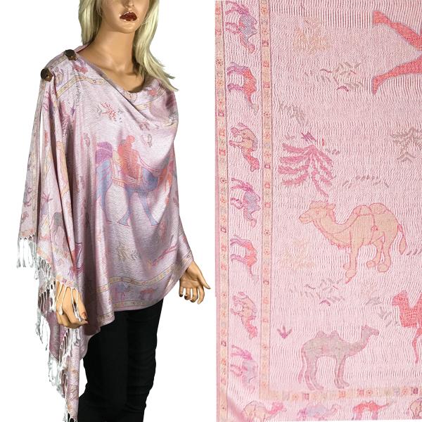 Wholesale 3109 - Pashmina Style Button Shawls (Prints) CAMEL09 - Camel Caravan  - 