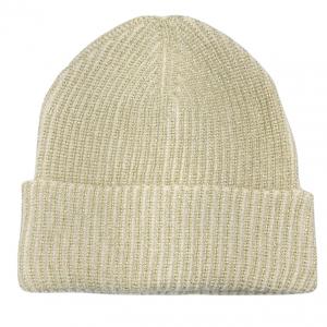 Wholesale 3114 - Winter Knit Hats 1094 - Beige<br>
Metallic Ribbed Beanie - One Size Fits Most