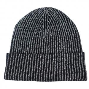 Wholesale 3114 - Winter Knit Hats 1094 - Black<br>
Metallic Ribbed Beanie - One Size Fits Most