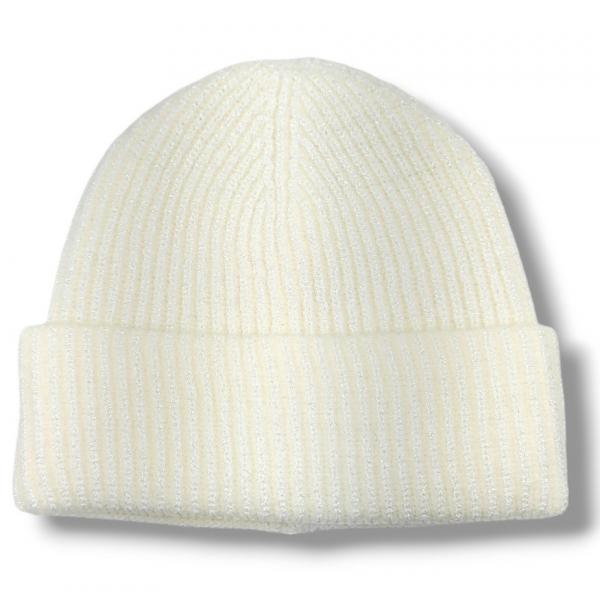 wholesale 3114 - Winter Knit Hats 1094 - White<br>
Metallic Ribbed Beanie - One Size Fits Most