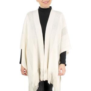 Wholesale Ruana Capes - Knit Solid Color 9548 Ivory<br>Knitted Ruana Cape - 