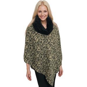 Wholesale 9395/9396 - Animal w/ Faux Fur Trim Collar  9396 Leopard Print Taupe - 