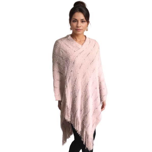 9467 - Eyelash Knit Ponchos Dusty Pink Eyelash Knit Poncho 9467 - 