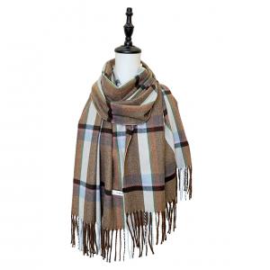 3156 - Plaid Oblong Scarves/Shawls  3156 -  Taupe/Grey Multi  - 22