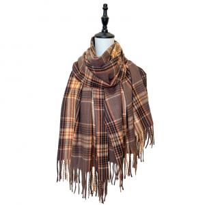 3170 - Plaid Cashmere Blend Shawls #32 Brown/Rust/Beige - 28